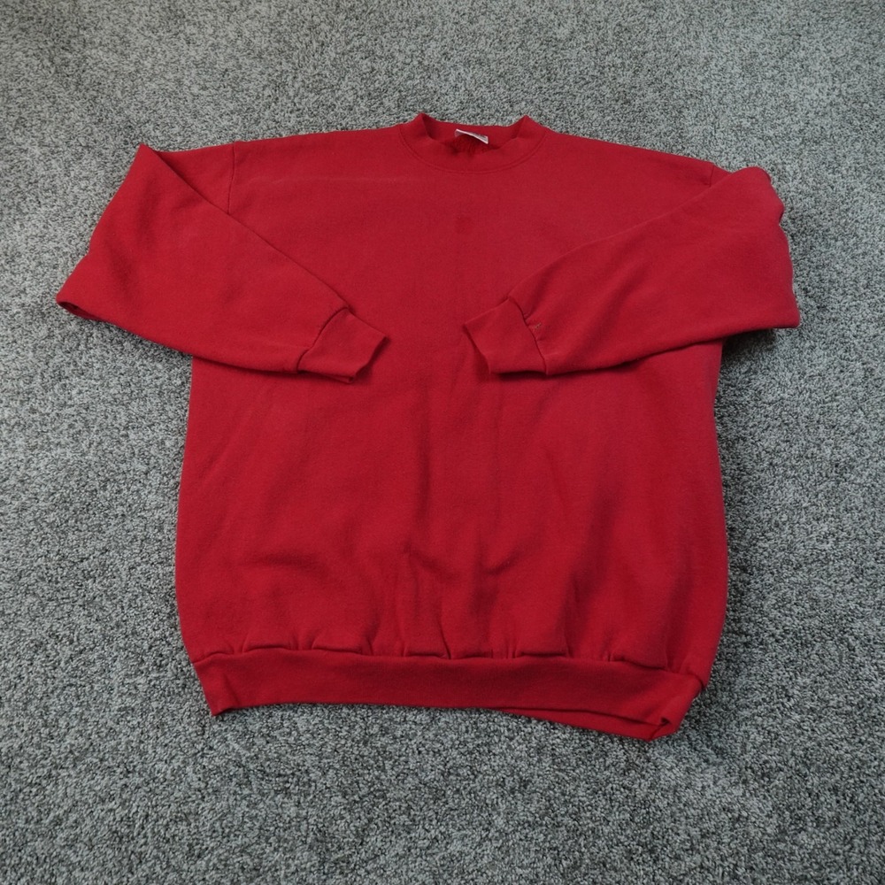 VTG Tultex Sweatshirt Mens XL Red Blank Crewneck Pullover Fleece Sweater 90s USA